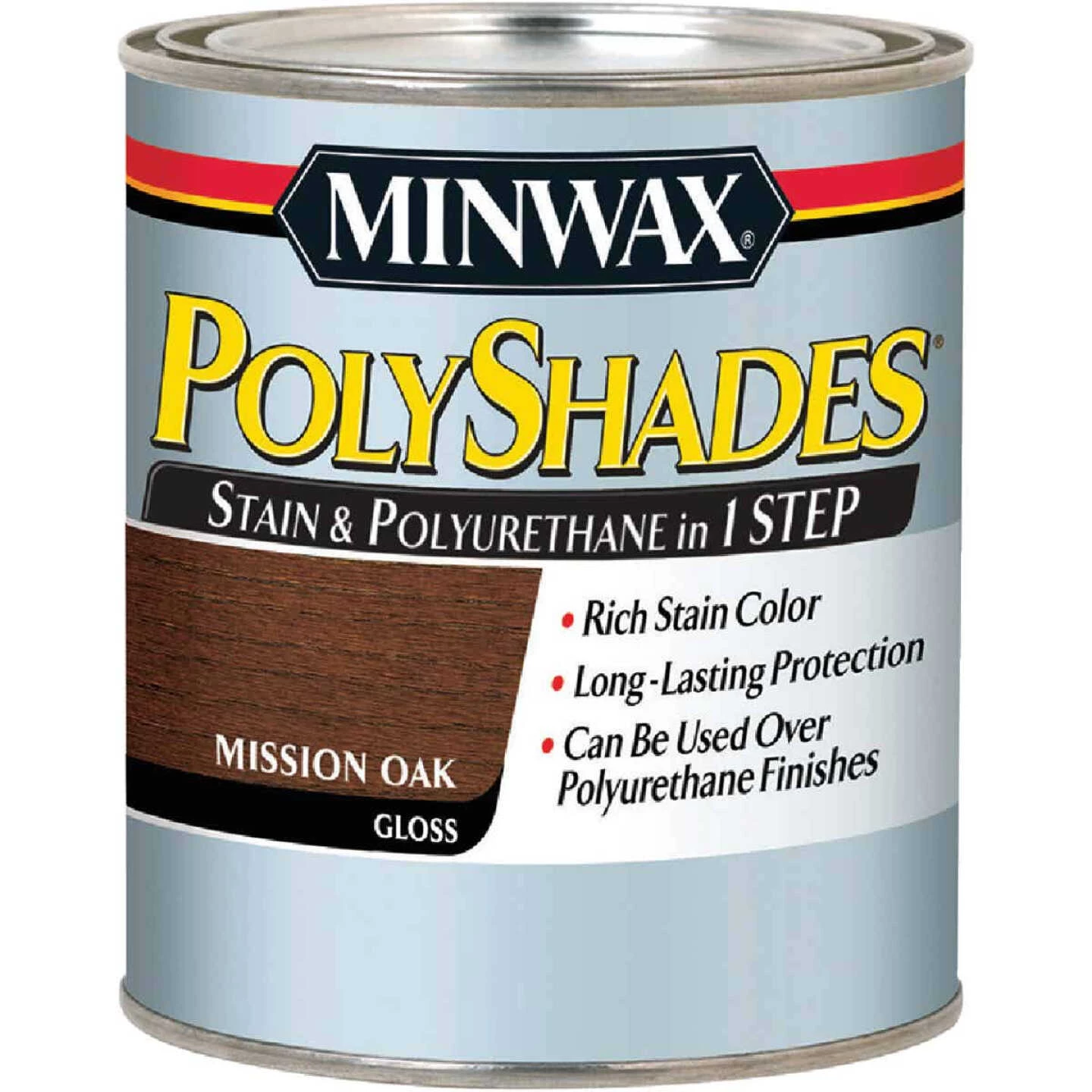 Minwax 1/2 Pt. Gloss Stain & Finish Polyurethane In 1-Step, Mission Oak 1 Minwax 1/2 Pt. Gloss Stain & Finish Polyurethane In 1-Step, Mission Oak