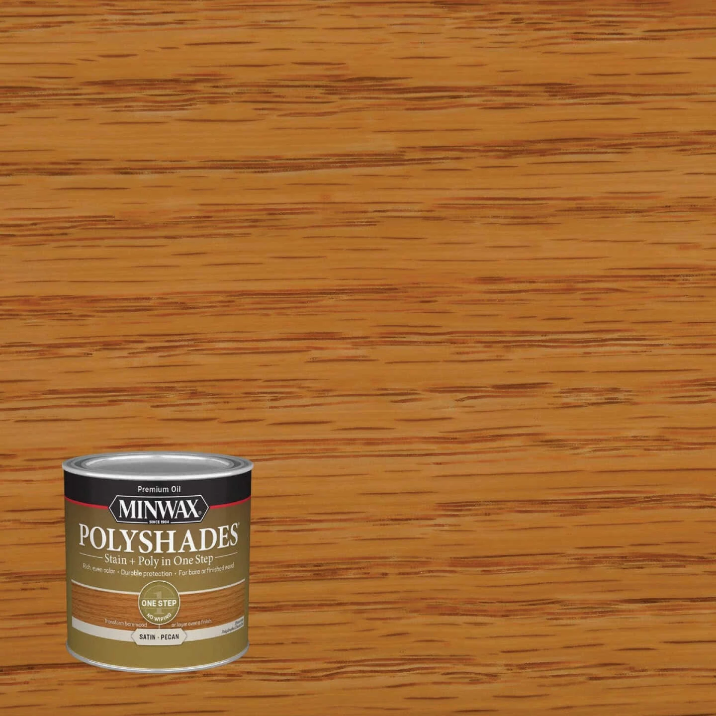 Minwax Polyshades 1/2 Pt. Satin Stain & Finish Polyurethane In 1-Step, Pecan 2 Minwax Polyshades 1/2 Pt. Satin Stain & Finish Polyurethane In 1-Step, Pecan - Image 2