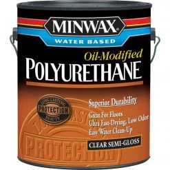 Minwax Semi-Gloss Water Based Oil-Modified Interior Polyurethane, 1 Gal.